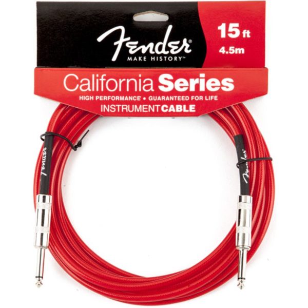Fender 15' California Instrument Cable Candy Apple Red